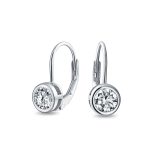 .50CT Solitaire Bezel Brilliant Cut CZ Drop Earrings