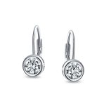 .50CT Solitaire Bezel Brilliant Cut CZ Drop Earrings - Image 8