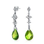 Briolette Teardrop CZ Dangle Chandelier Earrings Sterling Silver Gemstone - Image 4
