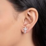 Religious Gift Small Crucifix Cross Stud Earrings .925 Sterling Silver - Image 3