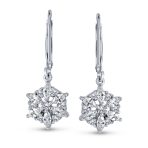 Marquise CZ Snowflake Dangle Chandelier Earrings Silver for Winter Party - Image 2