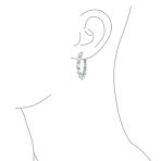 Bridal Statement White Simulated Pearl CZ Hoop Earrings Silver Plated 1.25 Inch - Image 3