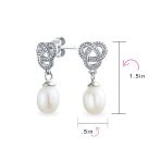 Bridal Love Knot Pearl Teardrop Dangle Earrings for Prom in Sterling Silver - Image 4