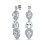 Vintage Marquise Leaf Starburst Necklace Earrings Set Silver - Image 2