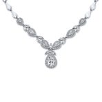 Vintage Marquise Leaf Starburst Necklace Earrings Set Silver - Image 3