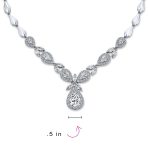 Vintage Marquise Leaf Starburst Necklace Earrings Set Silver - Image 5