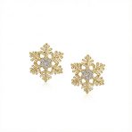 Petite Holiday CZ Stud Earrings: Snowflake Design with Cubic Zirconia Accents - Image 2
