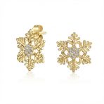 Petite Holiday CZ Stud Earrings: Snowflake Design with Cubic Zirconia Accents
