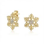 Petite Holiday CZ Stud Earrings: Snowflake Design with Cubic Zirconia Accents