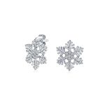 Petite Holiday CZ Stud Earrings: Blue Cubic Zirconia Snowflake Sterling Silver
