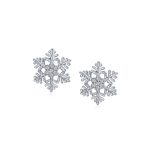 Petite Holiday CZ Stud Earrings: Blue Cubic Zirconia Snowflake Sterling Silver - Image 2