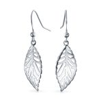 Filigree Leaf Feather Dangle Earrings Sterling Silver 1.5 Inch Western Jewelry