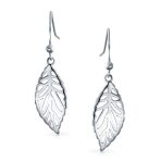 Filigree Leaf Feather Dangle Earrings Sterling Silver 1.5 Inch Western Jewelry - Image 2