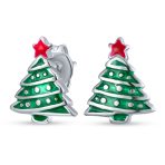 Set of 3 Small Holiday Winter Santa Claus Christmas Tree Snowman Stud Earrings - Image 2