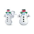 Set of 3 Small Holiday Winter Santa Claus Christmas Tree Snowman Stud Earrings - Image 4