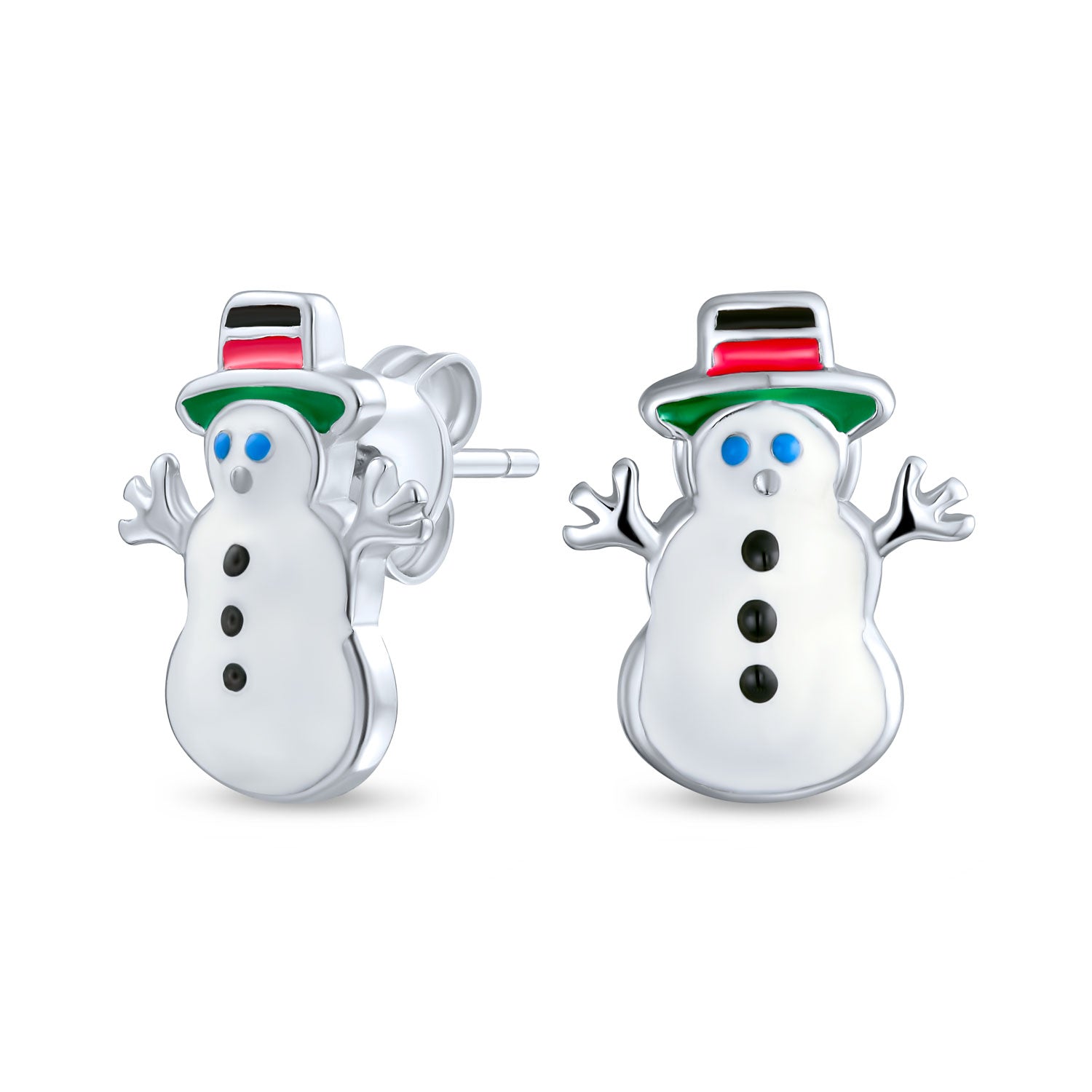 earrings-stud-snowman-silver-winter_pfs-12-5919_1_884b98d3-1bd6-4e51-a9d5-7cee55d7c8be Small Fun Holiday Cartoon Christmas Snowman Stud Earrings in Sterling Silver - Image 1