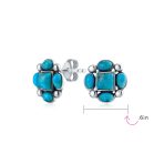 Western Native-American Style Turquoise & Red Stud Earrings .925 Sterling Silver - Image 8