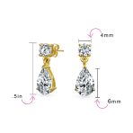 Bridal CZ Dangle Chandelier Earrings 14K Gold Plated Silver - Image 12