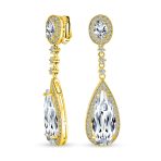 Amethyst Purple CZ Teardrop Chandelier Screw Clip On Earrings Silver Plated - Image 5
