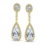 Amethyst Purple CZ Teardrop Chandelier Screw Clip On Earrings Silver Plated - Image 11