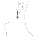 Fashion Art Deco Wedding Gemstone Dangle Chandelier Earrings Silver Plated - Image 5