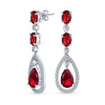 Fashion Art Deco Wedding Gemstone Dangle Chandelier Earrings Silver Plated - Image 2