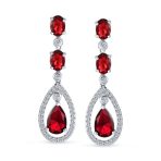 Fashion Art Deco Wedding Gemstone Dangle Chandelier Earrings Silver Plated - Image 4