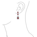 Fashion Art Deco Wedding Gemstone Dangle Chandelier Earrings Silver Plated - Image 6