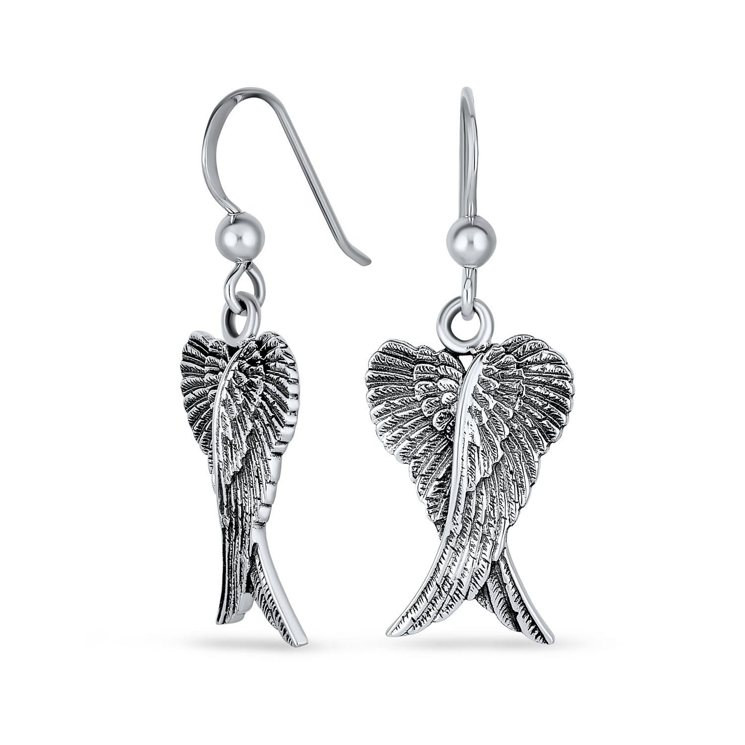 earrings-wings-angel-dangle-silver_ps-ter928_1 Amulet Feathered Heart Angel Wing Pendant Necklace Oxidized - Image 1