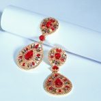 Multicolor CZ Teardrop Dangle Chandelier Earrings for Wedding Prom Gold Plated - Image 4