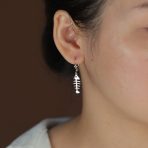Nautical Fishbone Dangle Earrings Sterling Silver Leverback - Image 5