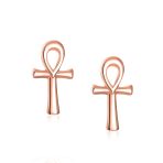 Egyptian Ankh Cross Sterling Silver Small Stud Earrings - Image 6