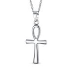 Sterling Silver Ankh Cross Pendant Necklace Men and Teens