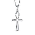 Sterling Silver Ankh Cross Pendant Necklace Men and Teens