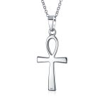 Sterling Silver Ankh Cross Pendant Necklace Men and Teens - Image 2