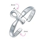 Set of 2 Egyptian Ankh Cross and Celtic Trinity Knot Midi Toe Ring Silver - Image 5