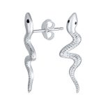 Egyptian Snake Stud Earrings in Sterling Silver for Reptile Lovers