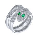 CZ Micro Pave Stackable Bypass Wrap Statement Snake Ring Sterling Sliver - Image 2