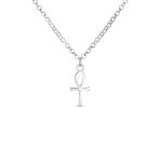 Mini Small Religious Key To Life Ankh Cross Pendant Necklace .925 Sterling Silver