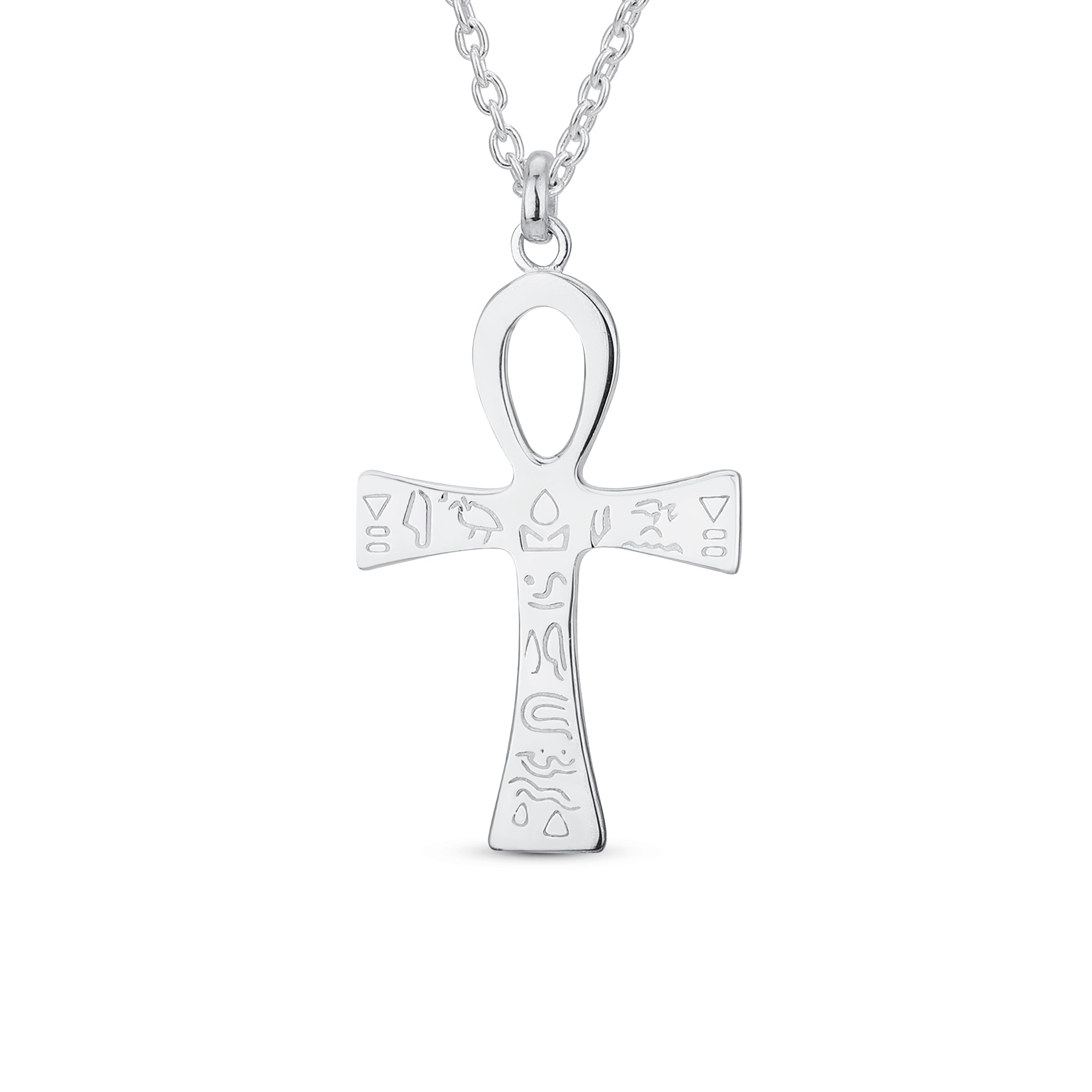 egyptian_ankh_cross_pendant_necklace_s742601p_1 Unisex Sterling Silver Egyptian Ankh Cross Pendant Necklace - Key to Life Design - Image 1