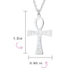 Unisex Sterling Silver Egyptian Ankh Cross Pendant Necklace - Key to Life Design - Image 4