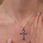 Unisex Sterling Silver Egyptian Ankh Cross Pendant Necklace - Key to Life Design - Image 5