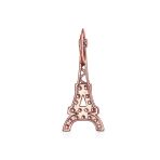 Rose Gold Eiffel Tower Pendant Necklace Cubic Zirconia Pave on Sterling Silver - Image 4
