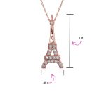 Rose Gold Eiffel Tower Pendant Necklace Cubic Zirconia Pave on Sterling Silver - Image 8