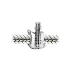 Electric Guitar Charm Bead for Music Students in Oxidized Sterling Silver - Image 2