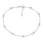 Elegant CZ Anklet Ankle Bracelet Sterling Silver 9-10 Inch Chain