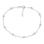Elegant CZ Anklet Ankle Bracelet Sterling Silver 9-10 Inch Chain