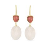 Elegant Teardrop Accent Natural Briolette Stone Faceted Oval Drop Earrings Yellow Gold Plated Fish Hook - Image 2