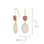 Elegant Teardrop Accent Natural Briolette Stone Faceted Oval Drop Earrings Yellow Gold Plated Fish Hook - Image 4