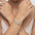 Set of 2 Butterfly & Love Knot CZ Bolo Bracelet Set Sterling Silver Adjustable - Image 2